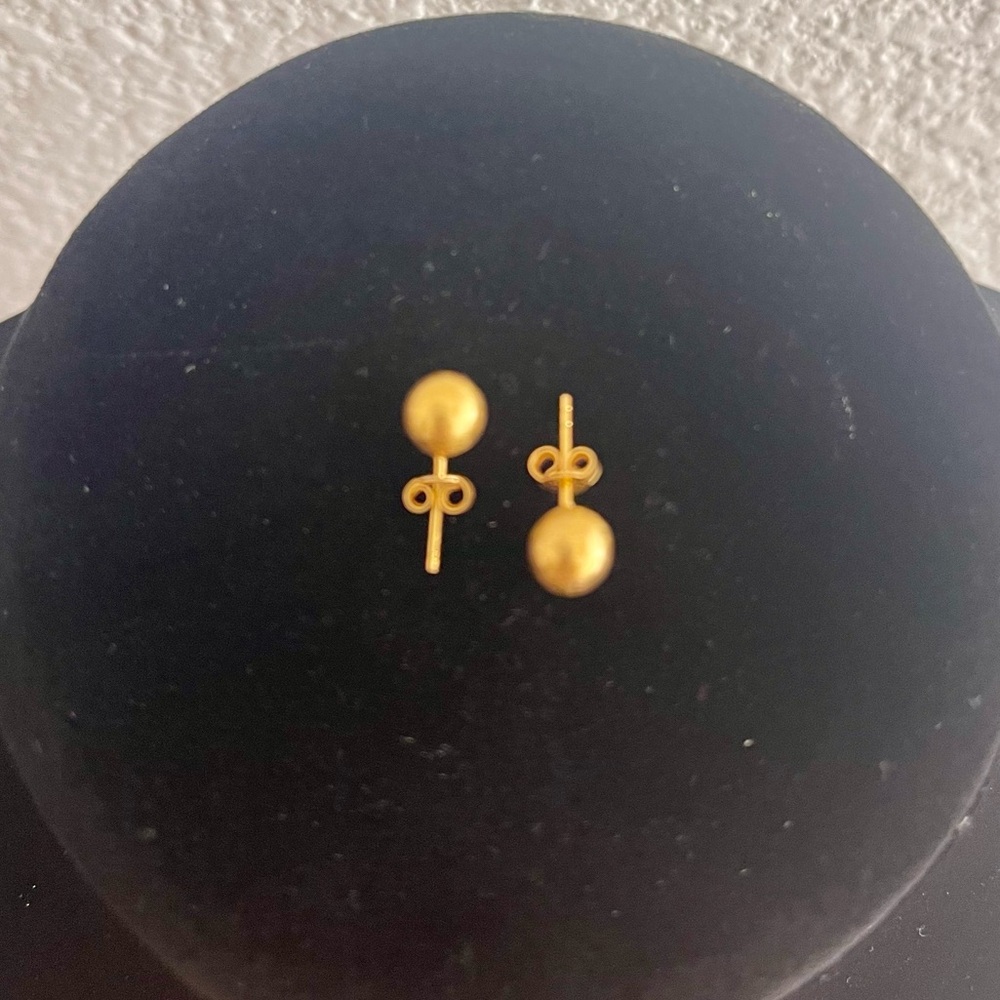 21k Real Solid Gold Stud Earrings (Not Plated Nor… - image 1